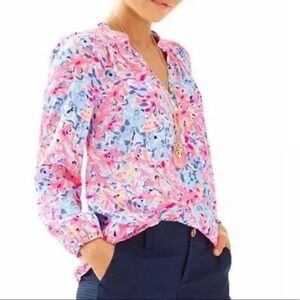 Lilly Pulitzer Coco Coral Crab Elsa Blouse
